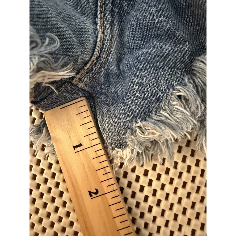 VTG Levis Cutoff Jean Shorts S Cheeky Raw Hem DIY Shortie Boho Festival Beach - Picture 11 of 12
